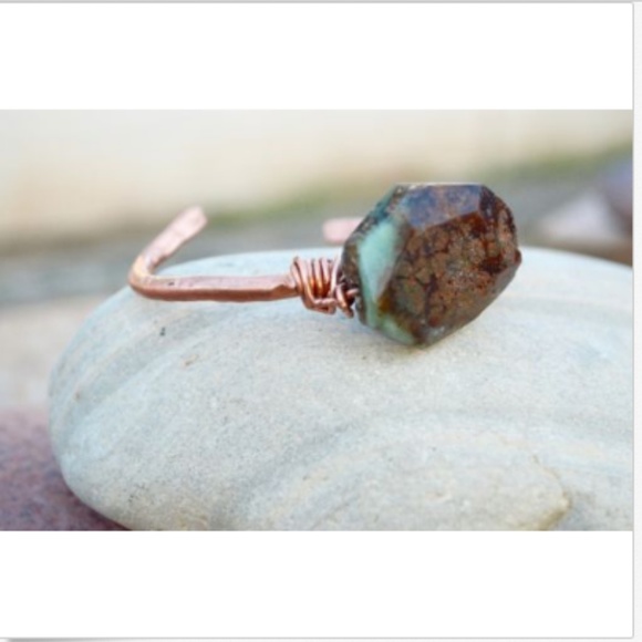 Chrysoprase Copper Cuff Bracelet Boho Healing - Picture 4 of 7
